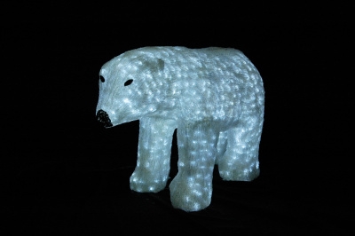 Световая акриловая фигура 3D «Белый медведь» 60 см