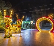 Сани Санты с оленями Сани Санты с оленями